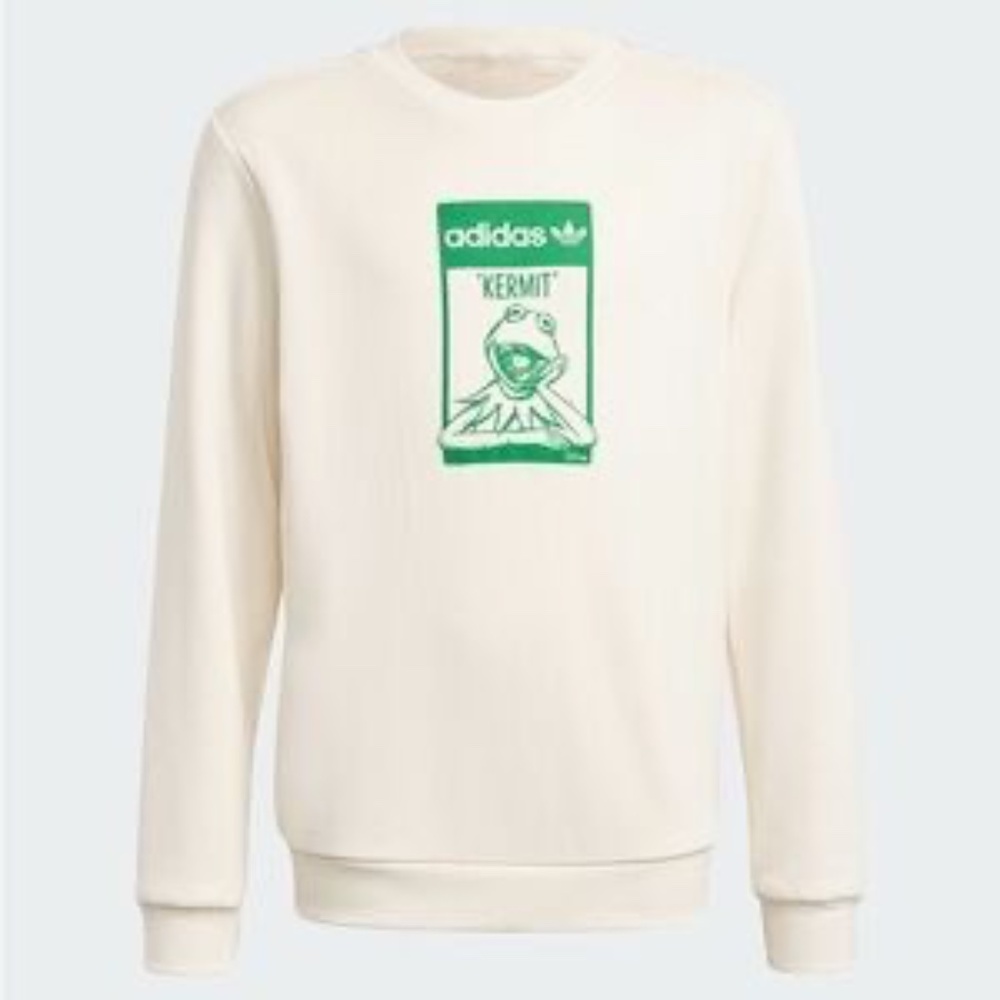 Adidas Boys 'Kermit" Sweatshirt, size XL, cream color